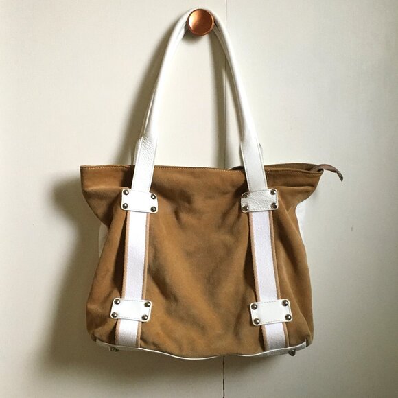 Innue Two Tone Italian Suede Leather Shoulder Bag - Picture 1 of 16